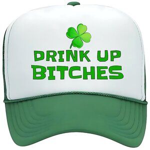 St. Patricks Day Drink Up Bitches Lucky Foam Trucker Mesh Snapback Cap Hat